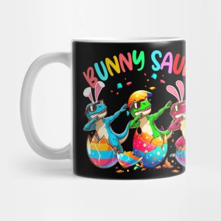 Bunny Saurus Three Dabbing Bunny Trexes Sunglasses In Eggs Mug